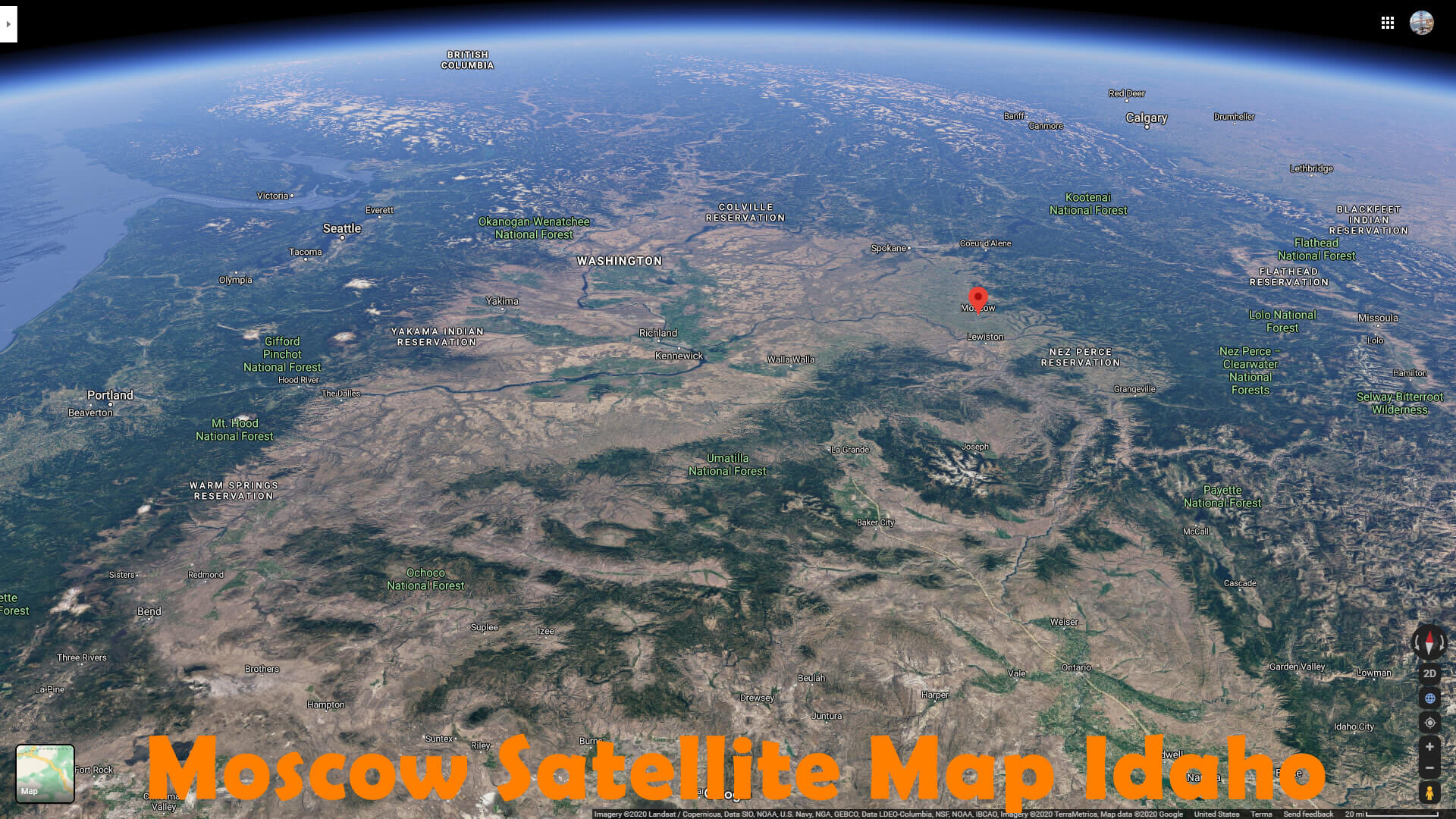 Moscow Satellite Carte Idaho